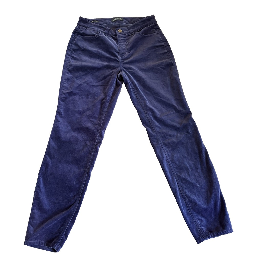 Talbots Flawless Five Pocket Jeggings Jeans Womens 4 Curvy Velvet Velour Blue